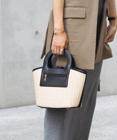 エコレザーかごハンドバッグ 12-1093